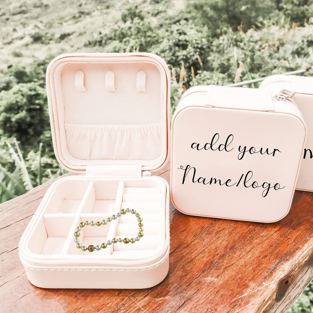 Personalized Custom Name Bridesmaid Jewelry Box Portable Display Travel Case Storage Friends Wedding Valentine Teacher Day Gift