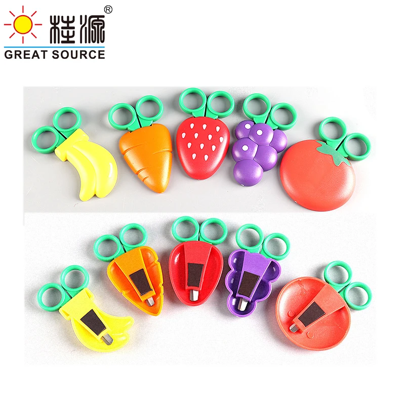 MQQ Children DIY Scissors Lovely Magnet Fruit Shape Sleeve Cap(5pcs)