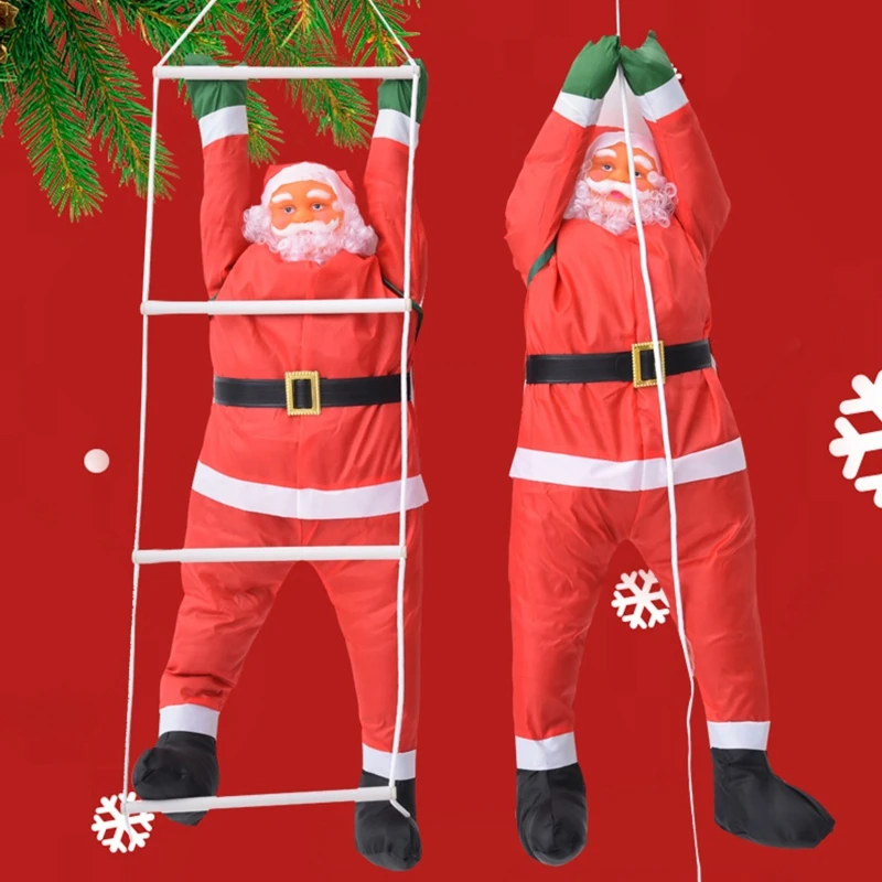 Christmas Pendant Ladder Rope Climbing Santa Claus Hanging Doll Xmas Tree Decor