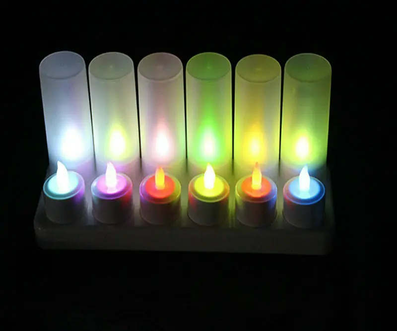 

12pcs Rechargeable Led Tea Light Candle set Flameless Frosted TeaLight Multi-color Changing Party Wedding Church home Decoration