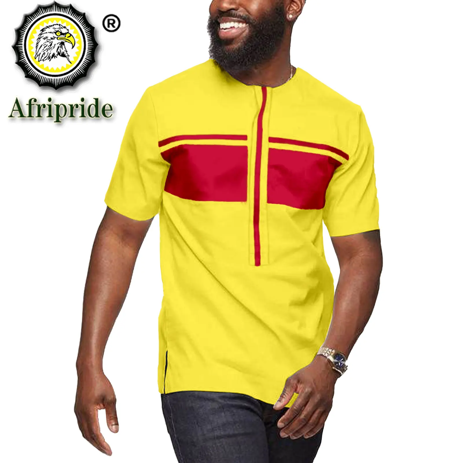 African Shirts for Men Short Sleeve Plus Size Casual Blouse Ankara Attire Slim Fit Bazin Riche Traditional Clothes S2112005
