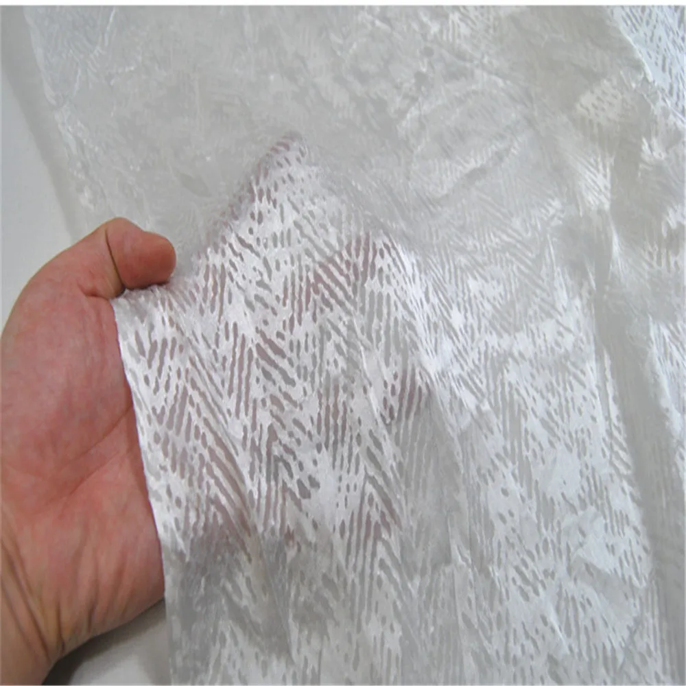 Luxury Silk Smooth Soft Silk Burn Out Fabric Opal 16mm White Grid Natural White Sexy for Summer Spring Skirt  Scarves