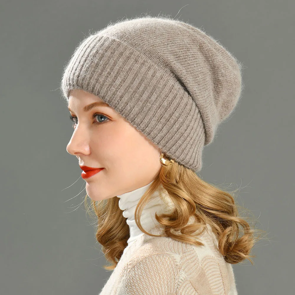 Jxwatcher Women Hat Cashmere Knitted Plain Winter Warm Autumn Women Luxury Hat Caps New Fashion Knit Beanie Solid Streetwear