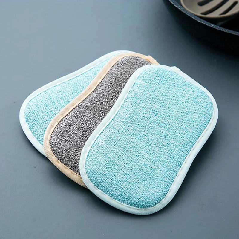 Dish Towel Home Degreasing Dish Brush Cleaning Cloth Bamboo Fiber Double-sided Antibacterial Sponge Dish Cloth Cleaning Supplie