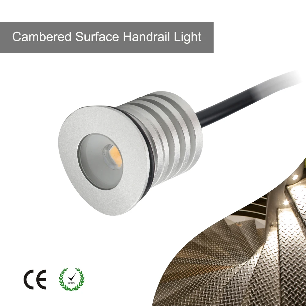 

mini 1W LED handrail light cambered surface recessed lights 12V IP67 staircase grandstand railing lamp small D25xH25mm hole 22mm