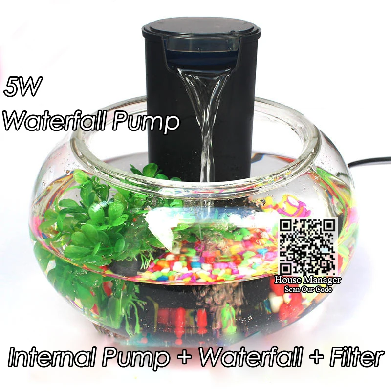 Turtle Waterfall Pump for turtle tank fish tank aquarium landscape Hang on Sucker Waterfall Maker Water Pump Filter Carbon Board