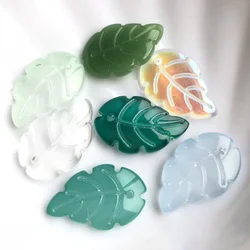 10pcs Leaf Shape 23x15mm Handmade Foil Lampwork Glass Loose Pendants Beads for Jewelry Making DIY Crafts Findings