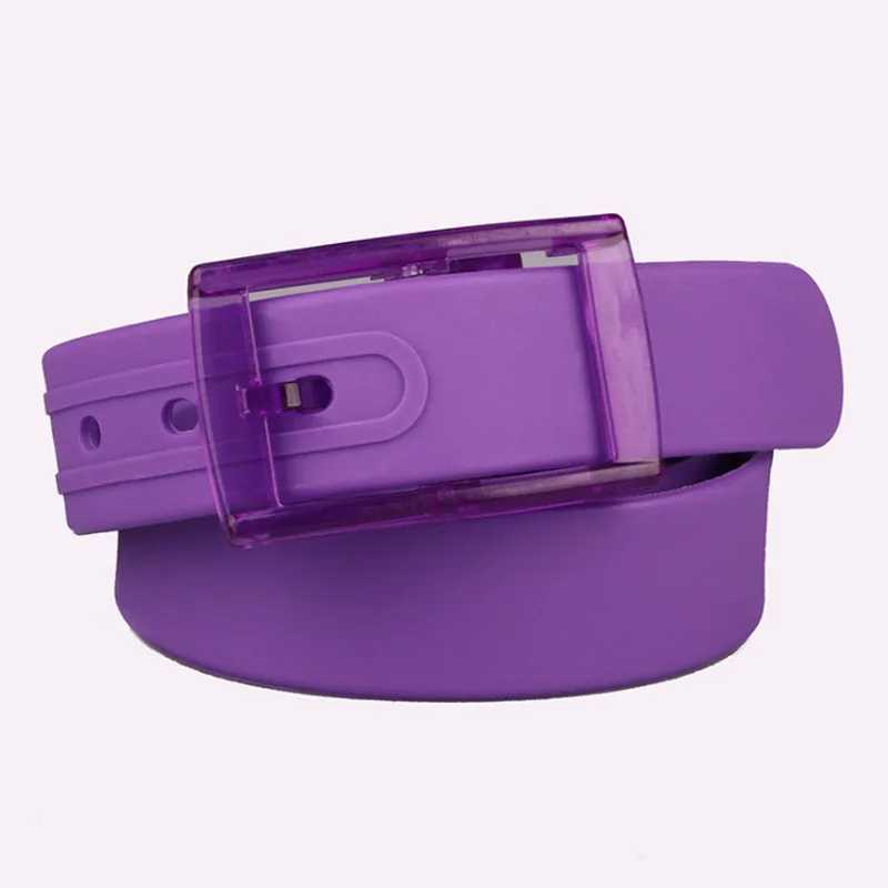 Candy Color Silicon Plastic Buckle Belt  Dress Unisex Rubber Belt Jeans Fashion Waist Belts Women Men Male Female Ladies Girl