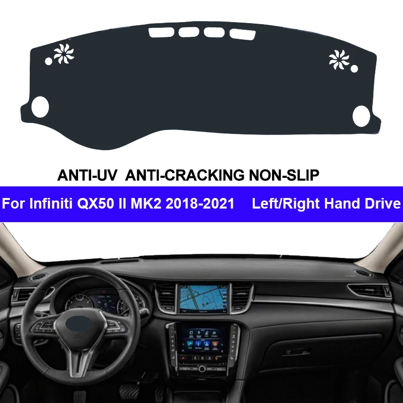 Car Auto Inner Dashboard Cover For Infiniti QX50 II MK2 2018 2019 2020 2021 Center Console Protector Carpet Dashmat Sun-shade