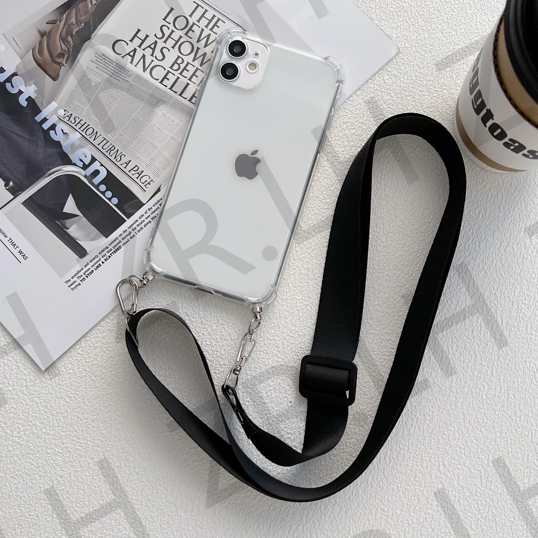 Custodia per telefono a catena con cinturino per cordino con collana a tracolla per iPhone 16 15 14 11 12 13 Pro Max XS X 7 8 Plus XR SE Cover in