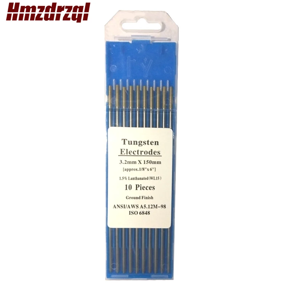 WL15 10 Piece Gold Color 1.0/1.6/2.0/2.4/3.0/3.2/4.0mm*150mm Lanthanated Tungsten Electrode Head Tungsten Needle/Rod For Wel