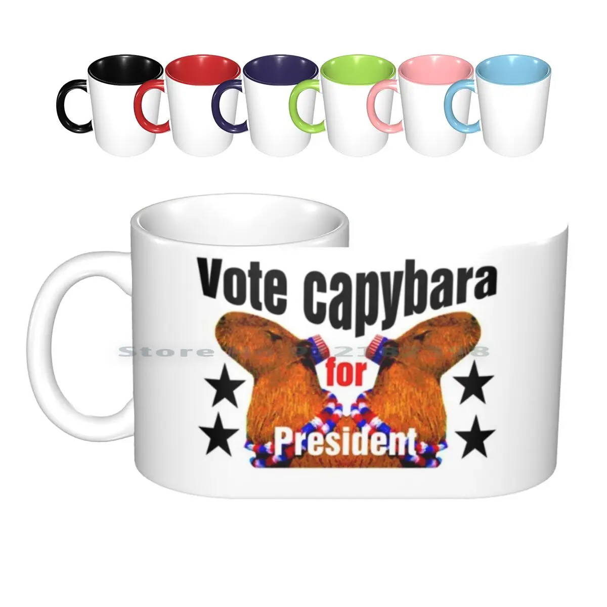 Vote Capybara For President Ceramic Mugs Coffee Cups Milk Tea Mug Capybara President Capy Rescue Election Vote Animal Cute