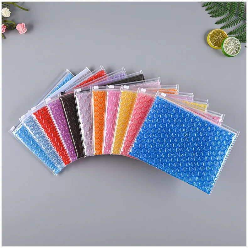 10pcs Thicken Zipper Lock Bubble Envelope Heart Shaped Bubble Mailers Postal Express Packaging Bags Plastic Ziplock Bag