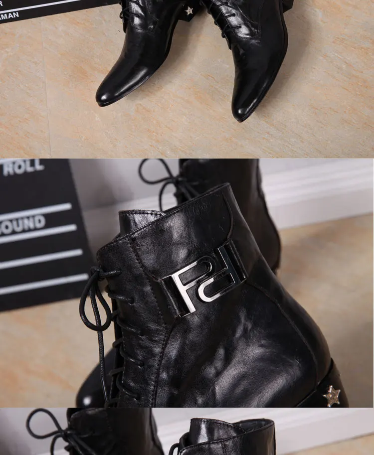 Herren-Chelsea-Stiefel aus echtem, glänzendem Leder, spitzer Zehenbereich, mit Nieten verziert, Schnürstiefel, luxuriöse Mode für Herbst, Bankette und Partys – Detail 9