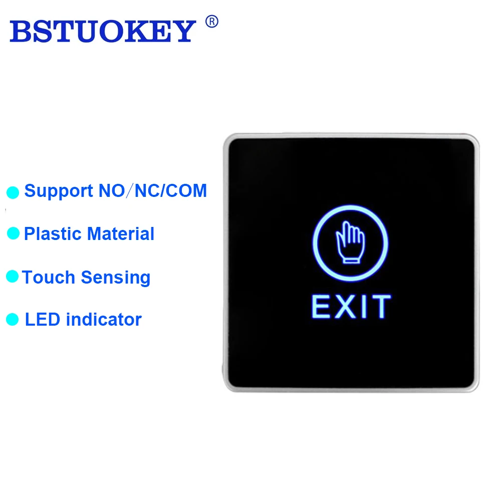 Touch exit button panel NO/NC/COM output backlight for Home Security Protection With LED Indic for access Control System