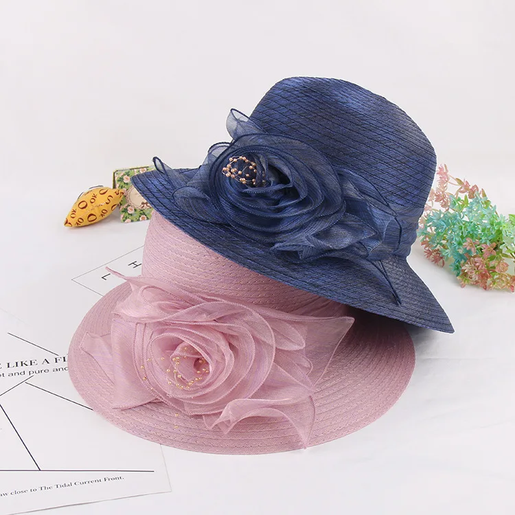 Blue/ Grey/pink/ Party Hats Wedding Headdress Bridal Hats Sweet Handmade Flowers Women Hat