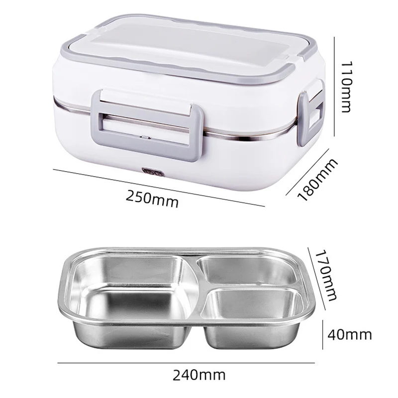 Dual Use Car Home Electric Heated Lunch Box 220V 110V 24V 12V Stainless Steel Food Warmer Container Heating Bento Box Heater Set