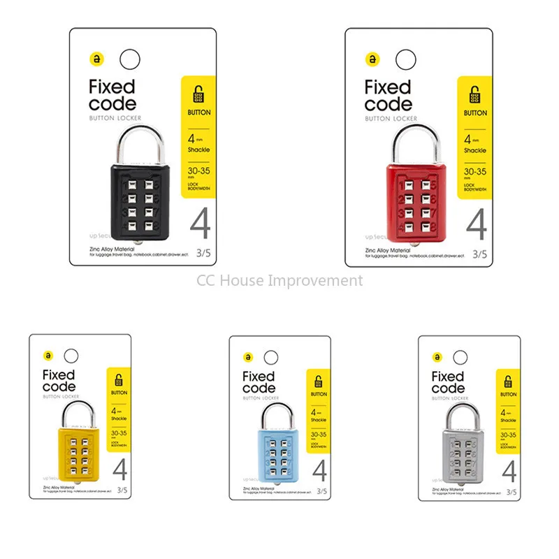 4 Digit  Push Button Combination Padlock Multiple colors Number Luggage Travel Code Lock Travel Accessories