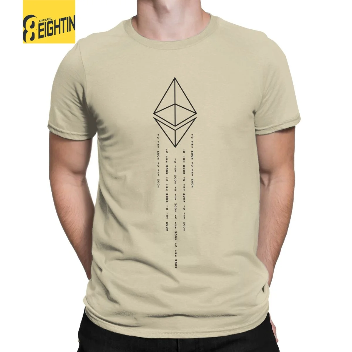 Cryptocurrency Ethereum Is Flying To The Moon T-Shirt Men Leisure 100% Cotton Tees Round Collar Short Sleeve T Shirt Clothing