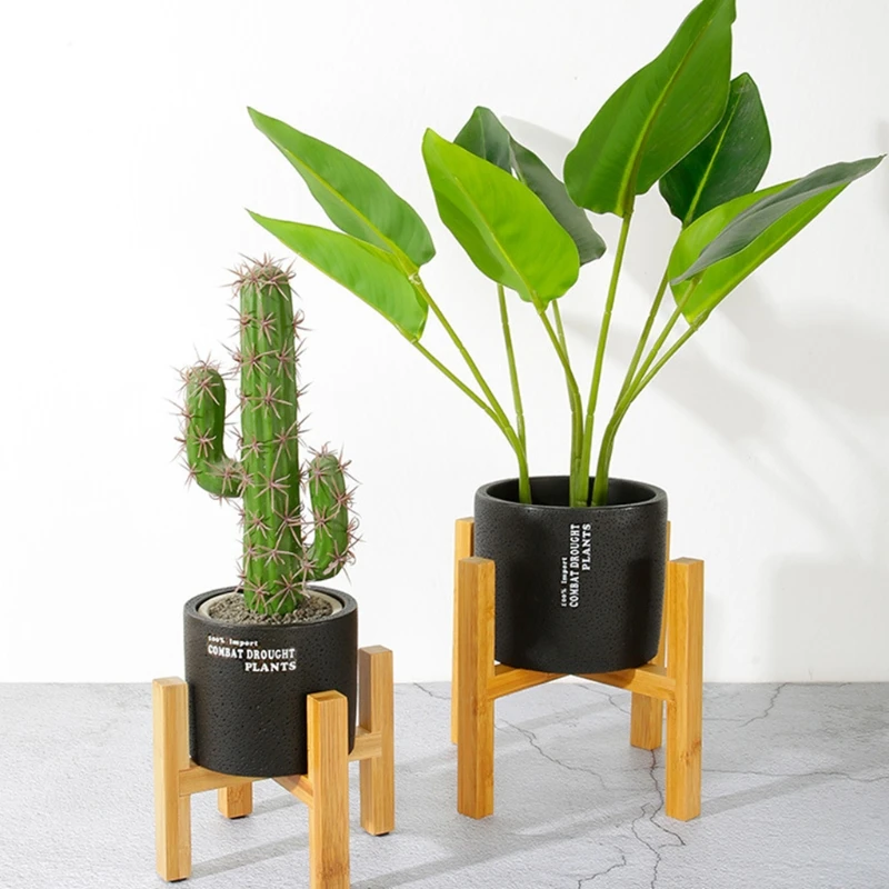 Supporto per vaso da fiori in legno a quattro gambe pianta e vaso da fiori succulento Base espositore scaffale per decorazione del Patio del giardino di casa