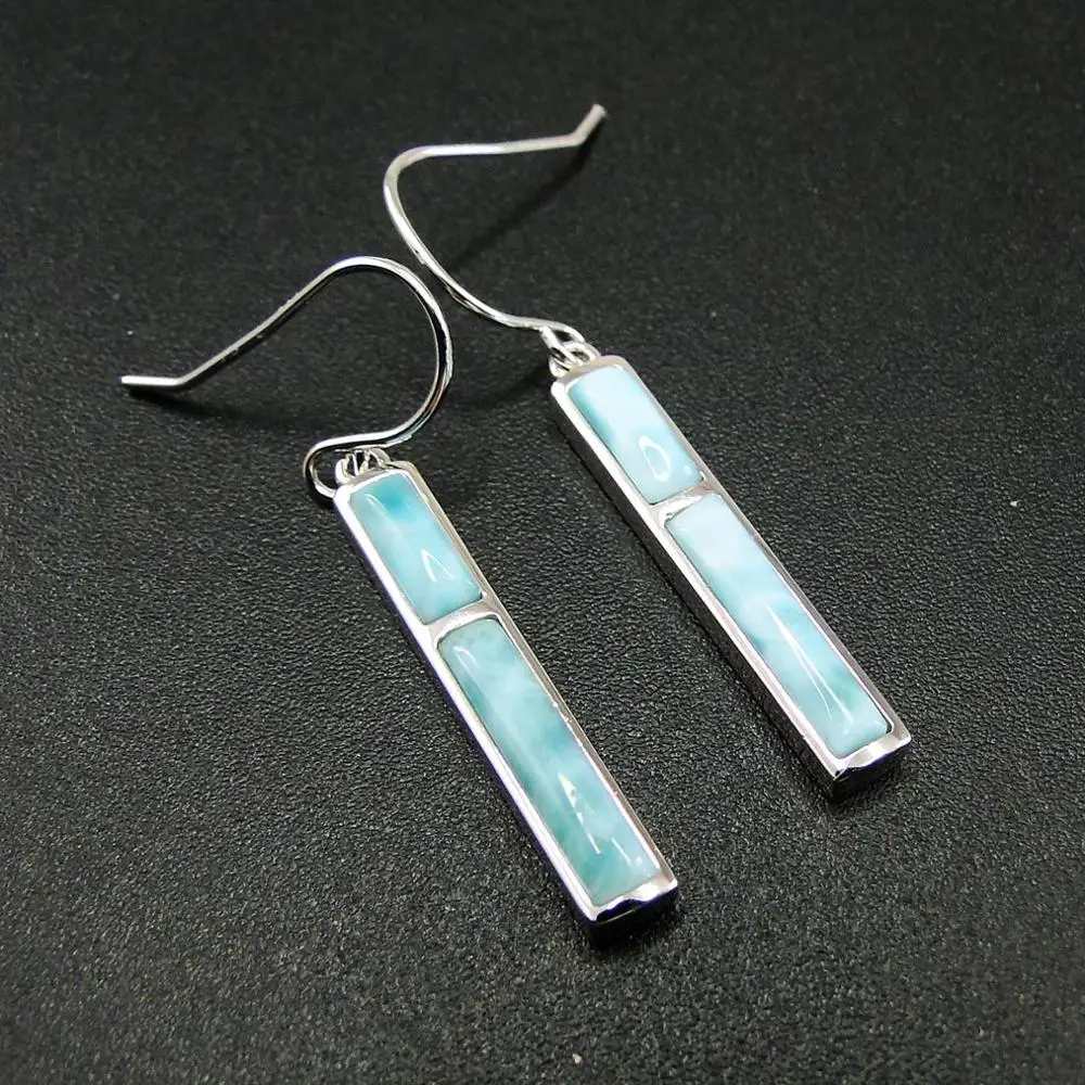 Di alta Qualità Larimar Orecchini in Argento Sterling 925 Natural Larimar Orecchini A Pendaglio Per Il Regalo delle Donne