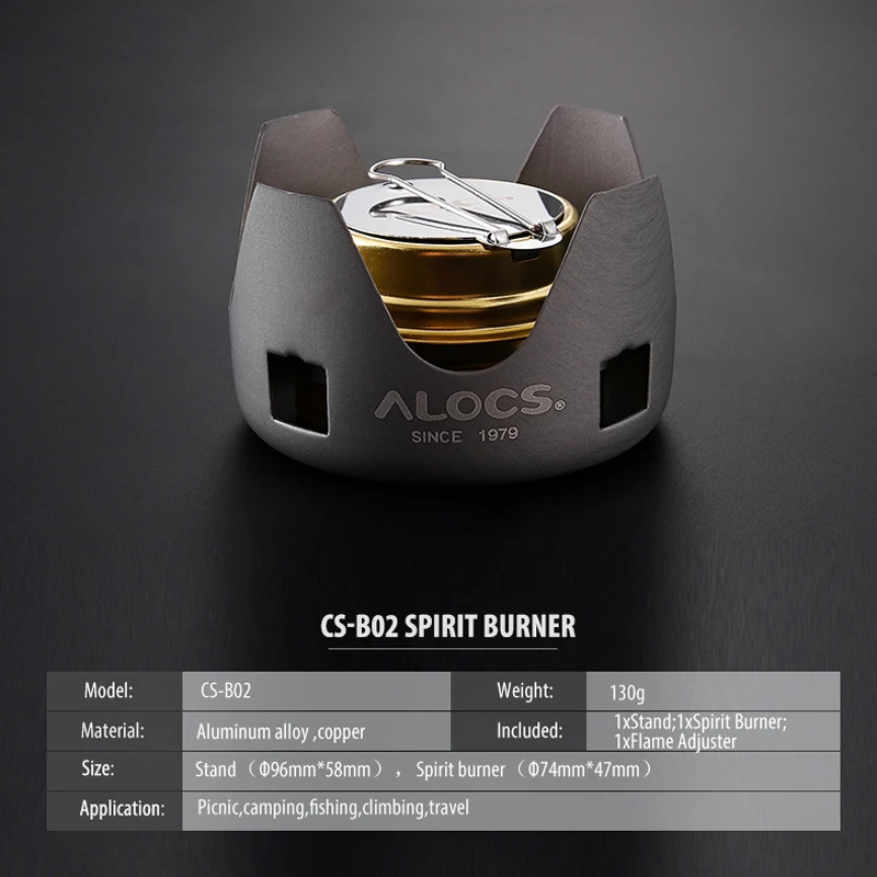 ALOCS CS-B02 Portable Compact Mini Spirit Burner Alcohol Stove for Outdoor Backpacking Hiking Camping Picnic