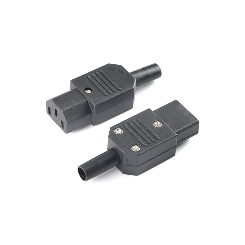 IEC Straight Cable Plug Connector C13 C14  10A 250V Black female&male Plug Rewirable Power Connector 3 pin AC Socket IEC Straig