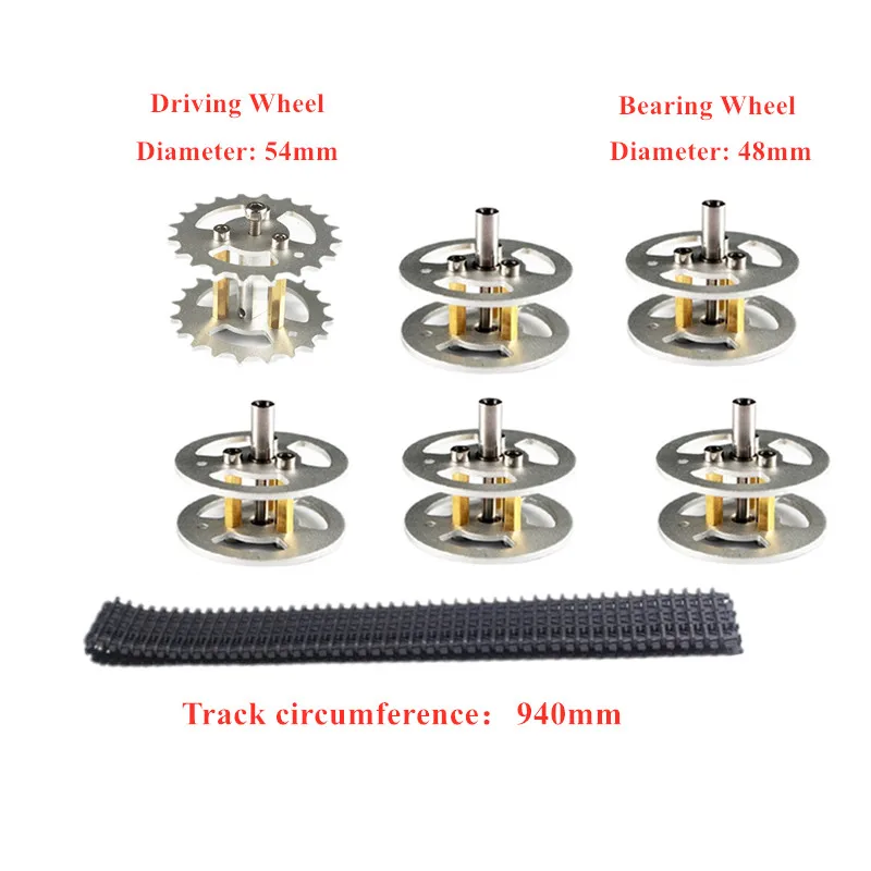 DOIT Un juego de accesorios para chasis de coche tanque de robot que incluye rueda de rodamiento de metal, rueda motriz, pistas, para pieza de juguete RC DIY