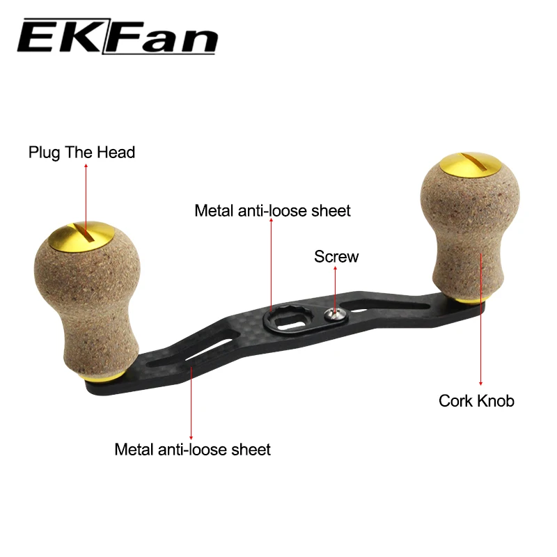 EKFan Mango de Carrete Fibra Carbono con Perilla de Madera para Daiwa - imagen 3