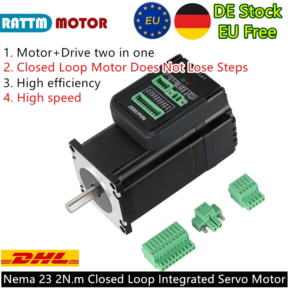 

【EU Ship】2-in-1 Nema23 2N.m Closed Loop Integrated Digital Hybrid Servo Motor with Driver 200KHZ 6A DC24V-48V Closed Loop Driver