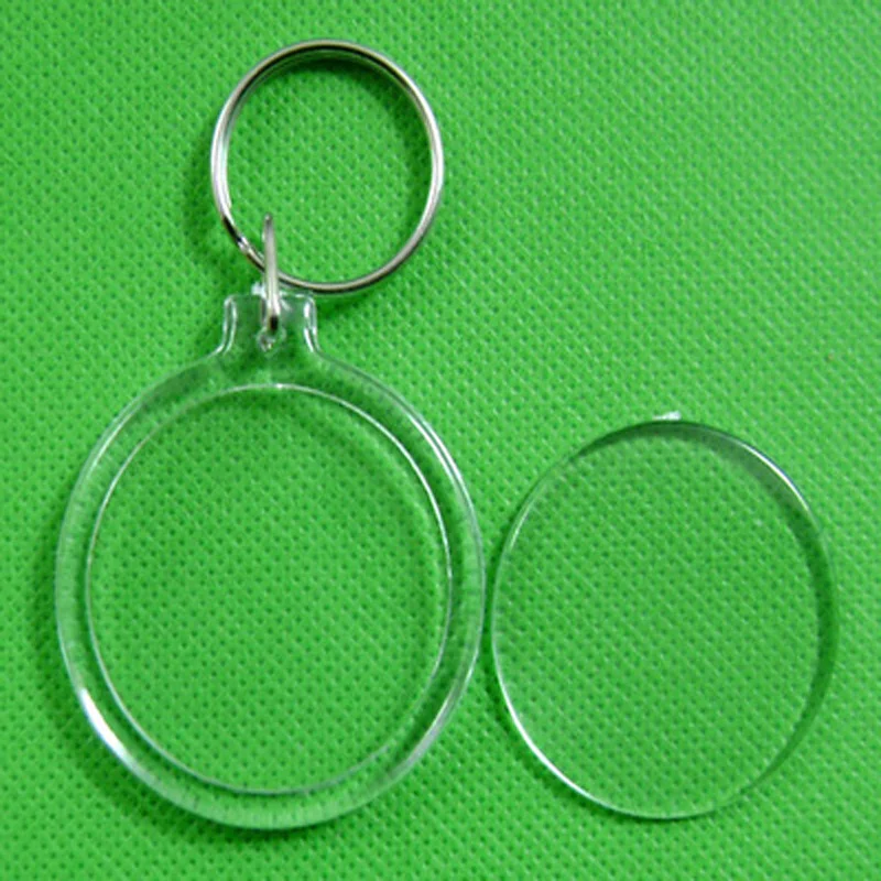 

50pcs/lot Round Shaped DIY Acrylic Blank Picture Frame Keychains Transparent Blank Insert Photo Keychains