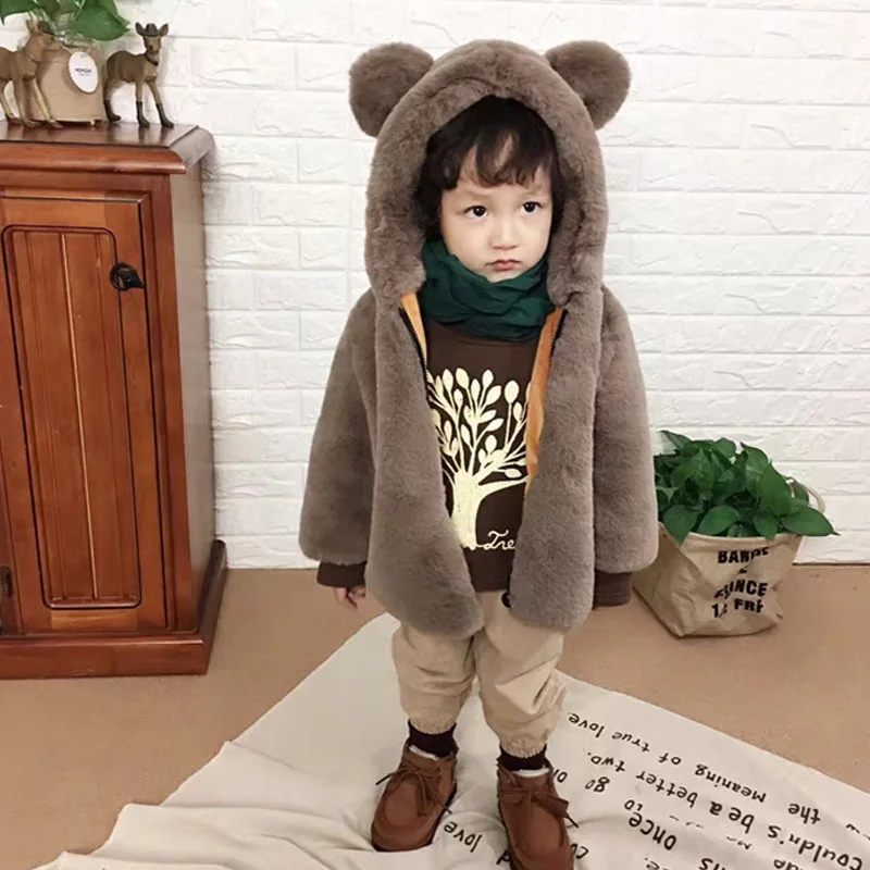 

Girl Faux Fur Jacket Cartoon Kids Warm Huggy Wuggy Autumn Winter Baby Long Sleeve Outwear