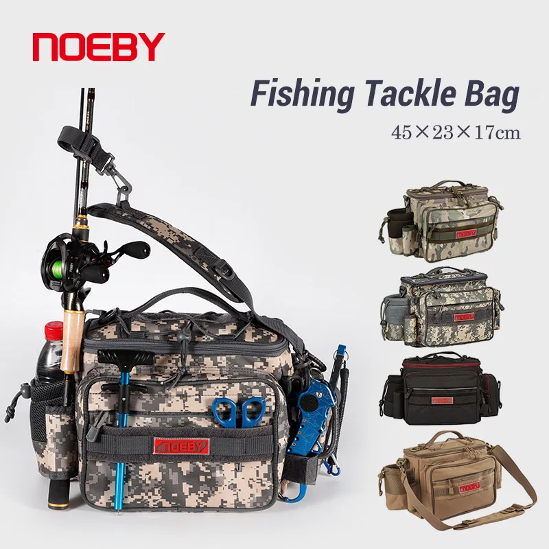 NOEBY-Nylon Multifunctional Fishing Tackle Bag, High Capacity Lure Box, Outdoor Bag for Boat, Fishing Accessories, 45*23*17cm