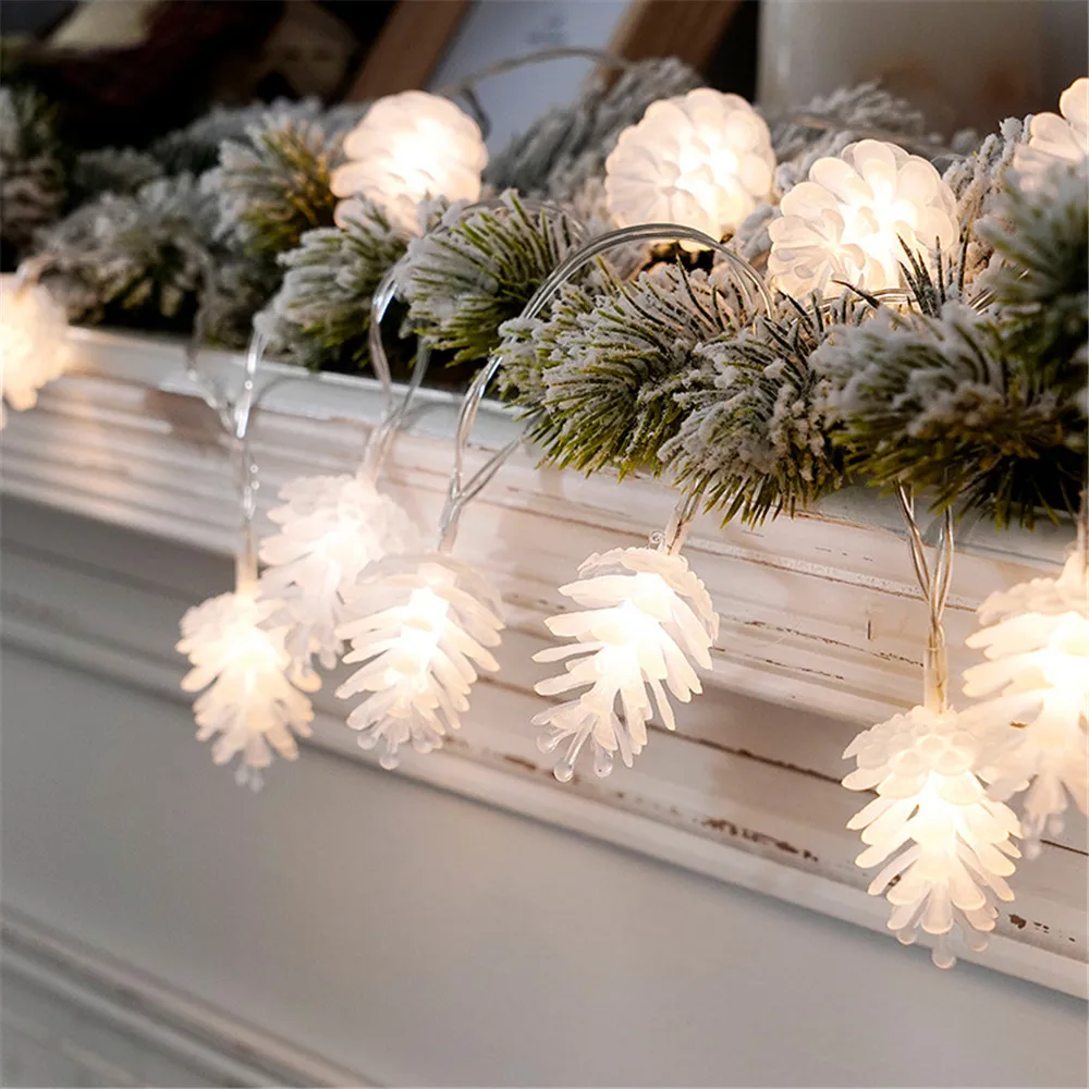 LED Pine Cones String Lights para Decoração de Natal, Fairy Lamp, alimentado por bateria, festa Festival, quarto de ano novo, guirlanda de casamento, decoração do jardim