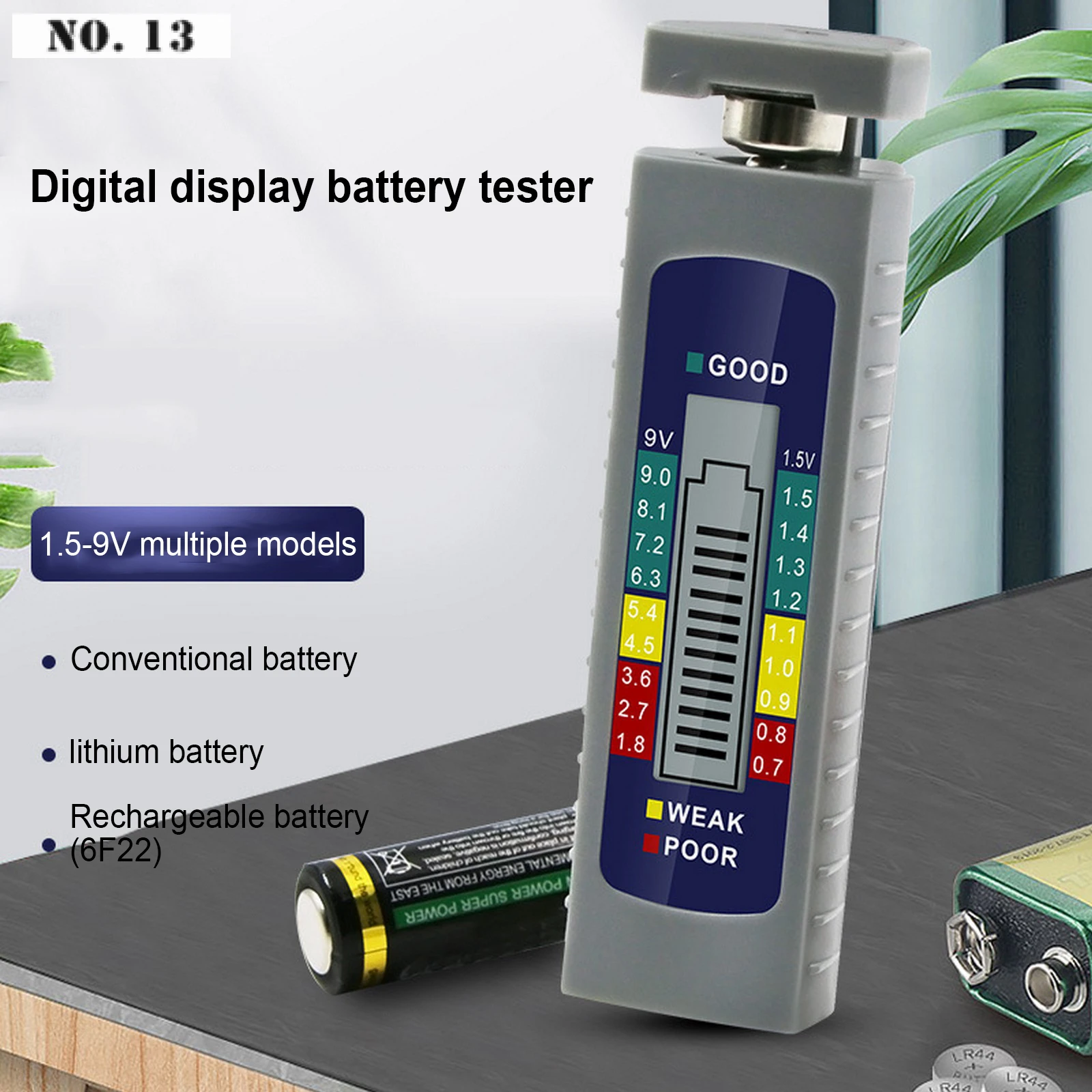 Digital Battery Tester LCD Display AA AAA 9V 1.5V Button Cell Battery Capacity Check Detector Capacitance Diagnostic Tool