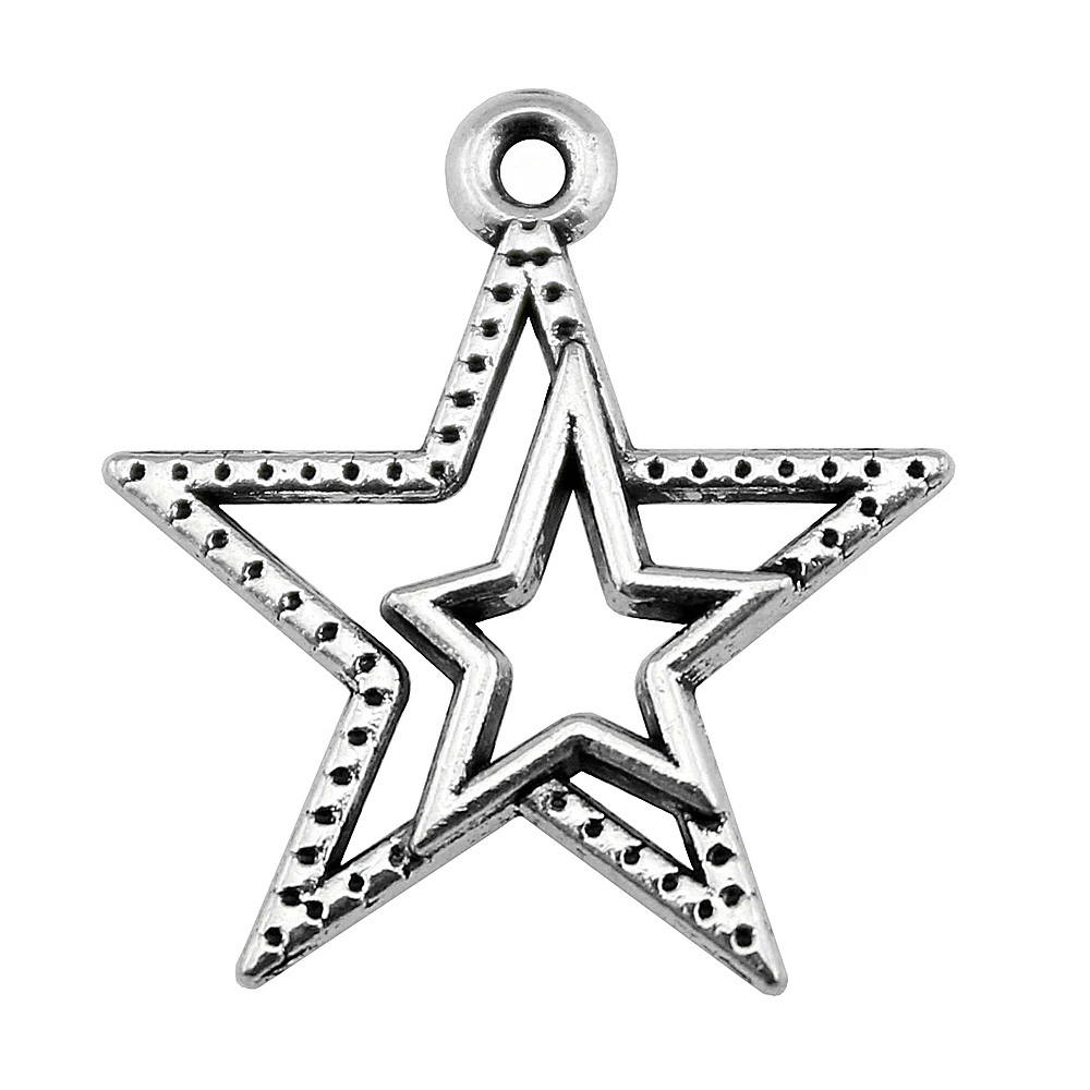 

Wholesale 200pcs/bag 23x20mm Antique Silver Color Antique Bronze Color Star Pendants Star Pendant Charm