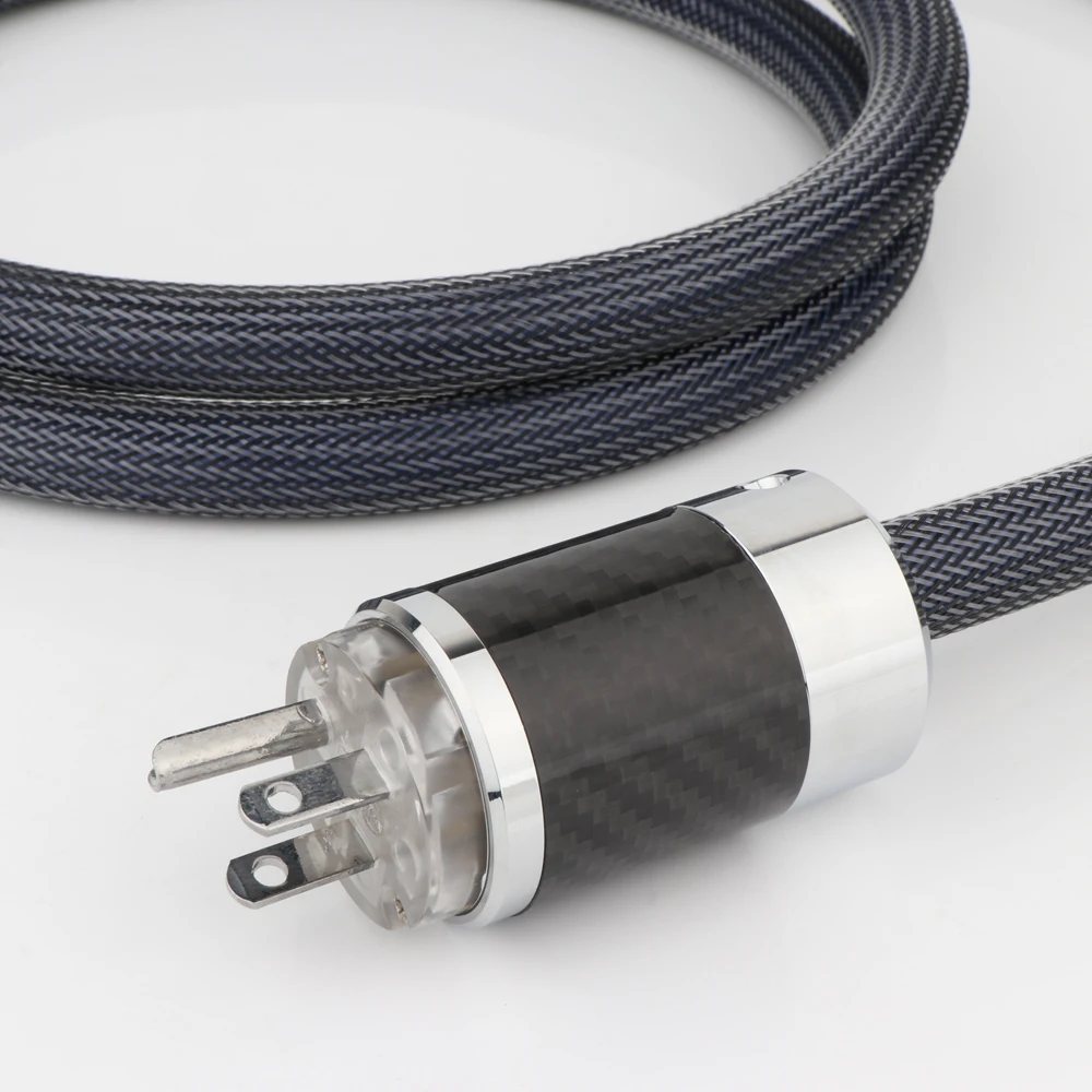 Kabel Daya Hifi kabel daya dengan serat karbon berlapis Rhodium EU/AU/US Plug AC kabel utama untuk Amplifier Subwoofer