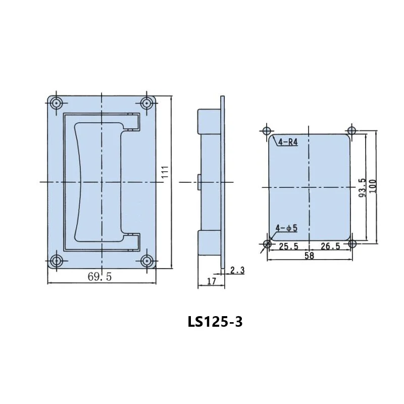 1 PCS 9.5cm x 6cm Metal Rectangle Shaped Recessed Folding Pull Handle Grip