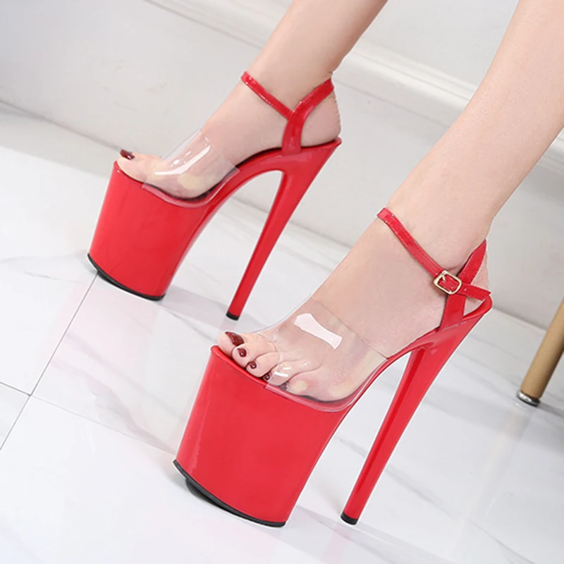 HOT Female Sandals Nightclub Catwalk Pole Dance Shoes Sexy Super High Heel 20CM Women Sandals Waterproof Platform Wedding Shoes