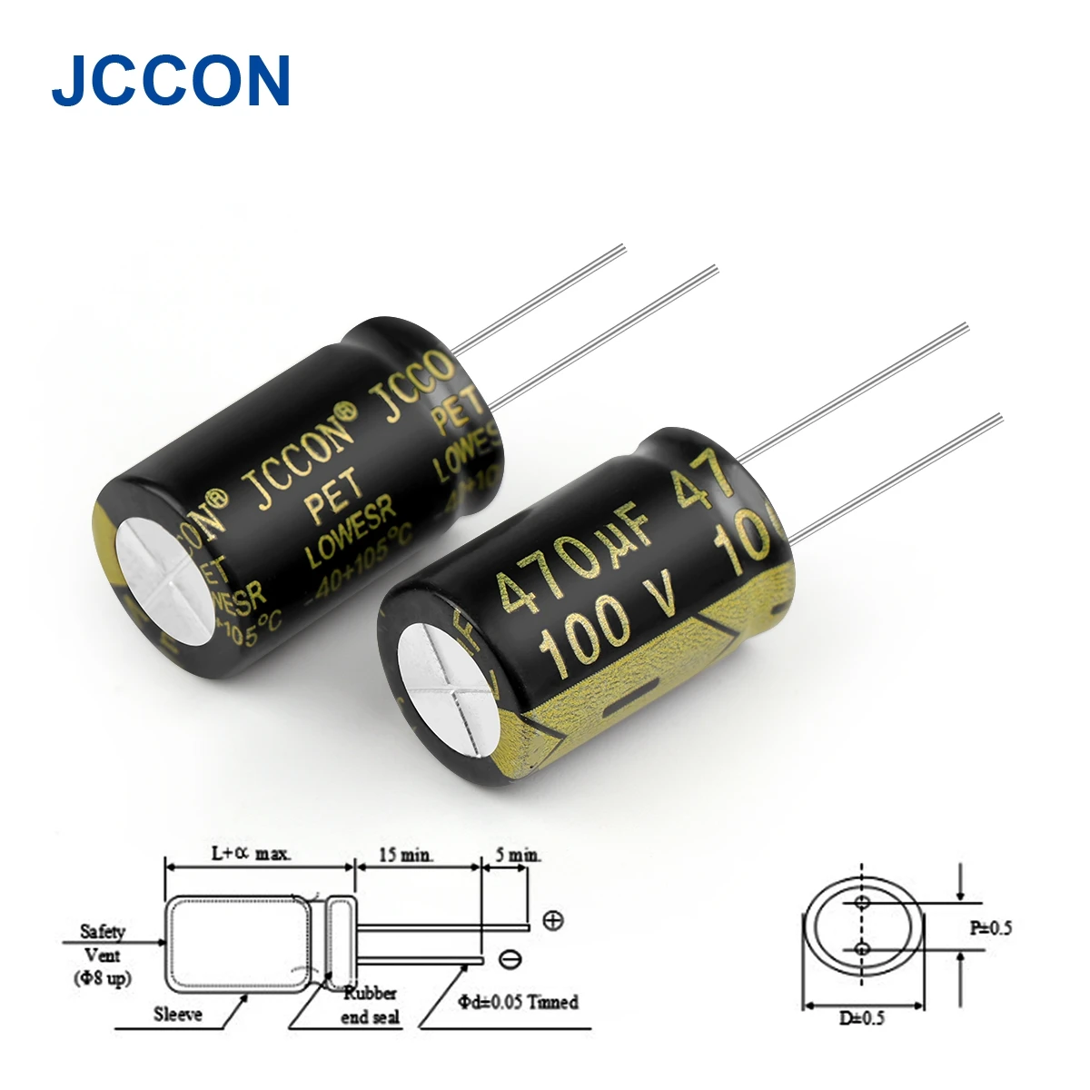 JCCON-알루미늄 전해 커패시터, 100V470UF, 16x25 고주파, 저 ESR, 저 저항 커패시터 용량, 10 개