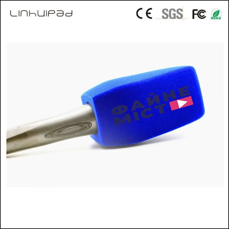 Linhuipad L-7 カスタマイズインタビューマイクフロントガラス大サイズフロックプリントロゴ泡フロントガラスサッカークラブレポーター