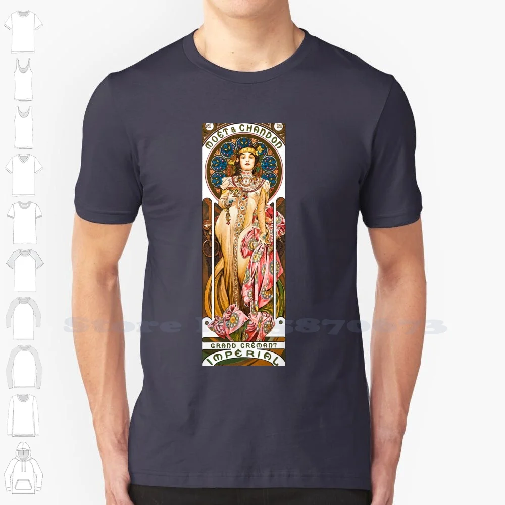 Alfons Mucha 100% Cotton T-Shirt Painter Famous Colorful Mural Decorative Home Art Nouveau Alfons Mucha