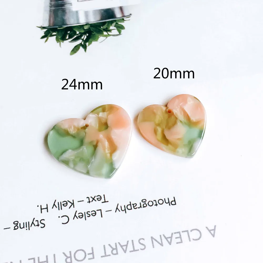 Heart Shape Resin Plastic Acetic Acid Eardrop Diy Material Pendant Necklace Earring Charms Jewelry Component 8pcs