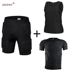 Men's Padded Protective Gear Suit Training Suit Suitable for Football Basketball Paintball Rib Protector Pants Training Set