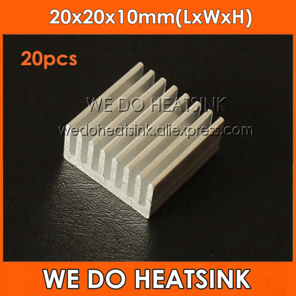 

WE DO HEATSINK 20pcs 20x20x10mm 1W 3W 5W LED Power Heat Sink Best Quality Environmental Aluminum 6063 Heatsink For Led