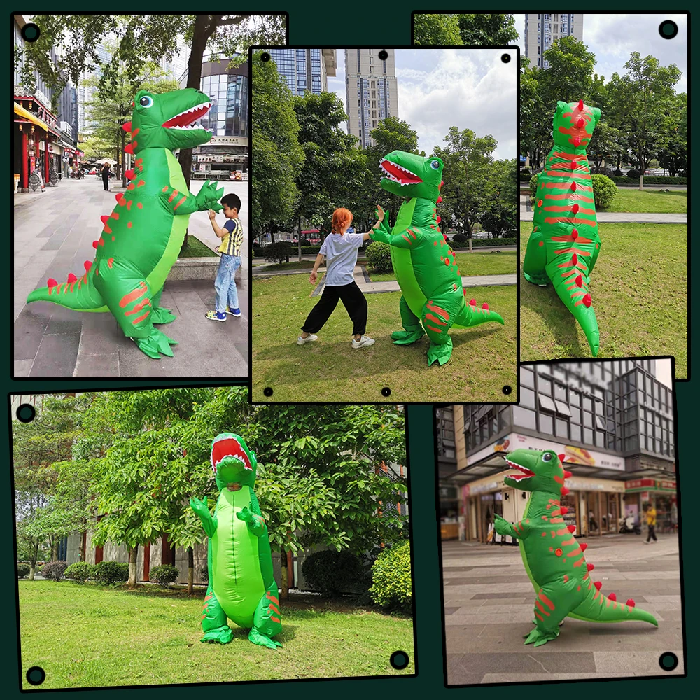 Adult Blue T-Rex Inflatable Dinosaur Costume Cartoon Anime Funny Mascot Christmas Halloween Party Cosplay Costumes Dress Suit