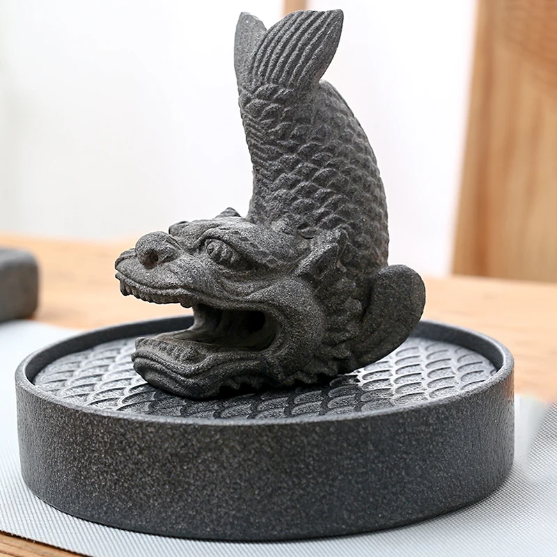 Dragon Statue Stone Crafts Animal Figurine Tea Pet Ornament Incense Pedestal Antique Office Home Decoration Accessories Mascot