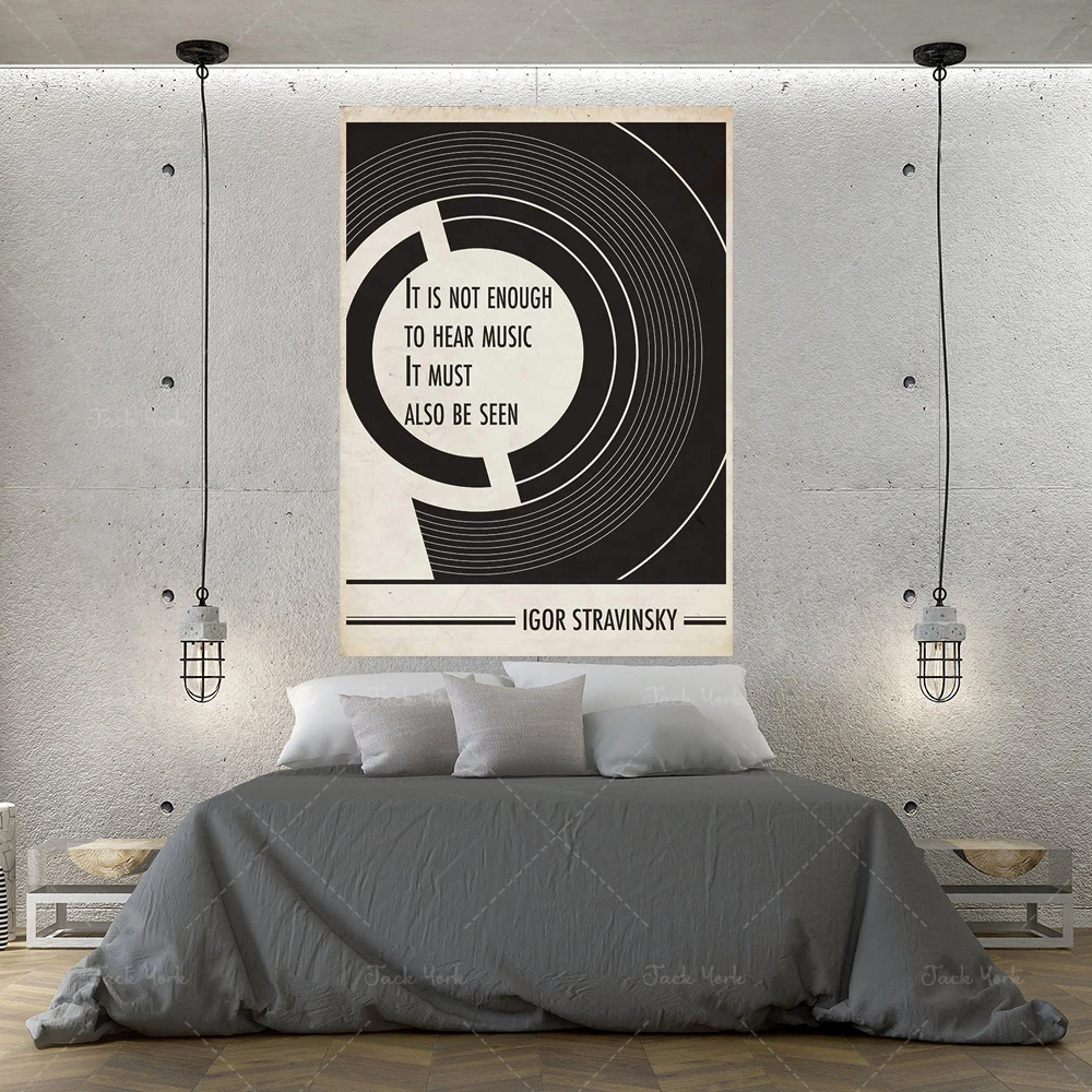Poster Quote Igor Stravinsky The Music - Poster Typography Modern Illustration Bauhaus Literary Wall Decoration