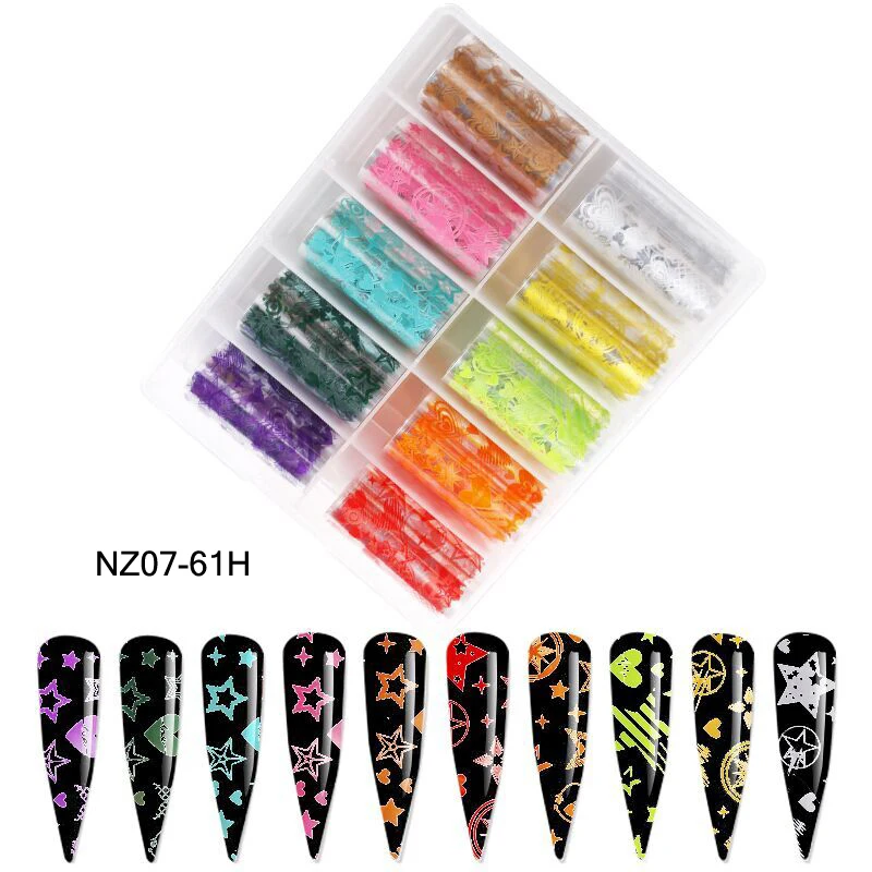 10ม้วน Galaxy Nail Transfer Foils 105แบบ4*100ซม.ดอกไม้ Nail Art Transfer ฟอยล์สติกเกอร์รูปลอก DIY อุปกรณ์เล็บ