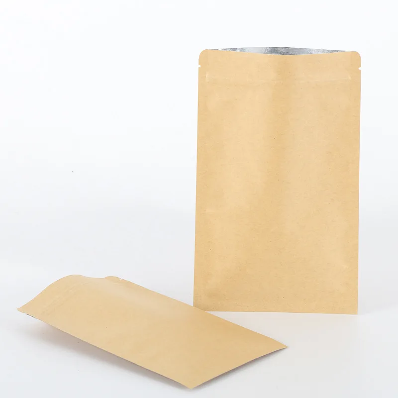 3000pcs/lot Kraft Paper Zip Lock bag with Aluminum Foil Food Tea Packaging Bag Snack Coffee Storage Bag Resealable Zipper bag